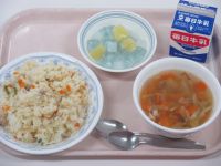 チキンピラフ　野菜スープ　サイダーゼリー