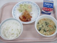 鶏の照り焼き　キャベツのサラダ　かきたま汁