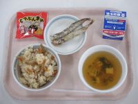 きんぴら寿司　ししゃもの天ぷら　すまし汁　節分豆