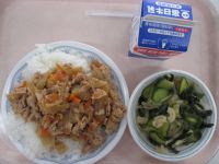 肉どんぶり　酢の物