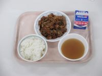 厚揚げのみそ炒め　中華スープ
