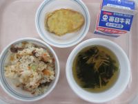 きんぴら寿司　さつま芋の天ぷら　すまし汁