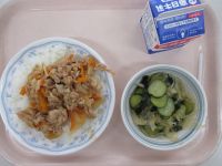 肉どんぶり　酢の物