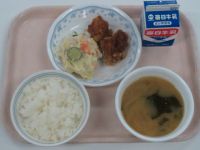 鶏肉のレモン揚げ・ポテトサラダ・みそ汁