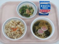 とりごぼうご飯・ツナ和え・そうめん汁