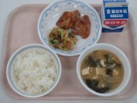 鶏肉の梅肉焼き・おかか和え・みそ汁