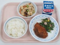 さかなのフライ・いんげんソテー・高野豆腐の煮物