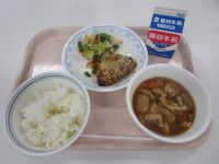 鶏肉のパン粉焼き・おかかあえ・みそ汁