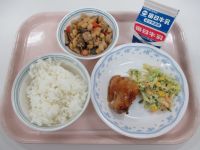 鶏肉の照り焼き・キャベツのサラダ・五目豆