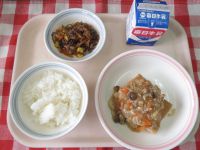 ごはん・牛乳・厚揚げの野菜あんかけ・糸コンソテー