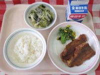ごはん・牛乳・魚のかばやき・ブロッコリーソテー・すのもの