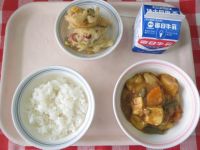 ごはん・牛乳・豆腐のカレー煮・ウインナーのかき揚げ
