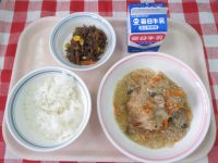 ごはん・牛乳・厚揚げの野菜あんかけ・糸コンソテー
