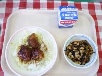 ソースかつ丼・牛乳・大豆のいそに