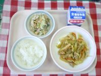 ごはん・牛乳・春雨の炒め物・ごぼうサラダ