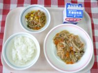 ごはん・牛乳・厚揚げの野菜あんかけ・糸コンソテー