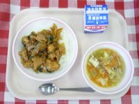 トリニータ丼・牛乳・豆腐のスープ
