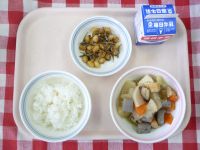 ごはん・牛乳・大根の煮物・だいずとじゃこのごまがらめ