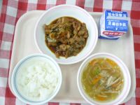 ごはん・牛乳・厚揚げのみそ炒め・春雨スープ