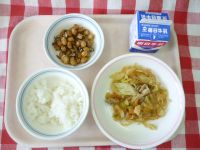 ごはん・牛乳・はるさめのいためもの・大豆とじゃこの揚げ煮