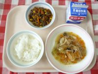 ごはん・牛乳・厚揚げの野菜あんかけ・糸コンソテー