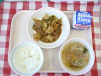 ごはん・牛乳・回鍋肉・はるさめスープ