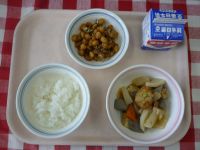 ごはん・牛乳・大根の煮物・大豆とじゃこのあげに