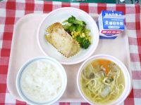 ごはん・牛乳・マグロのマヨネーズ焼き・おかかあえ・塩ちゃんこ汁