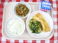 ごはん・牛乳・いかのてんぷら・ごまあえ・ごもくきんぴら