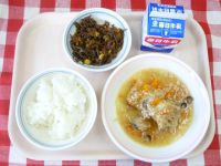 ごはん・牛乳・あつあげのあんかけ・糸こんソテー