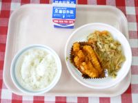 ごはん・牛乳・ポテトグラタン・いためもの