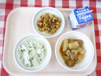 わかめごはん・牛だいずとじゃこの揚げにだいずとじゃこの揚げに