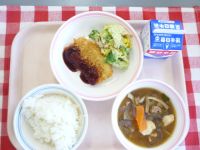 ごはん・牛乳・なまずのフライ・ブロッコリーのカレーサラダ・豚汁