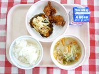 ごはん・牛乳・からあげ・かぼちゃのホイル焼き・はるさめのスープ