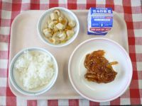 ごはん・牛乳・さかなのやさいあんかけ・こうやのにもの