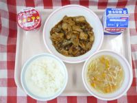 ごはん・牛乳・あつあげのみそいため・はるさめスープ・ヨーグルト