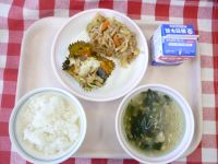 ごはん・牛乳・かぼちゃのホイルやき・きりぼしだいこんのいためもの・はるさめスープ
