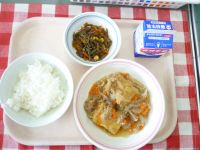 ごはん・牛乳・あつあげのやさいあんかけ・糸コンソテー