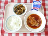 ごはん・牛乳・さかなのやさいあんかけ・こんにゃくのきんぴら