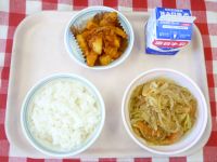 ごはん・牛乳・はるさめのいためもの・ポテトグラタン