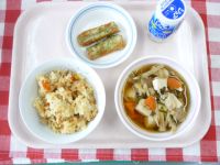 たきこみごはん・ジョア・ちくわのいそべあげ・けんちんじる