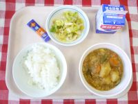 ごはん・牛乳・じゃがいものカレーそぼろ・すのもの・ふりかけ