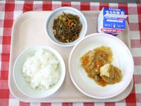 ごはん・牛乳・あつあげのやさいあんかけ・糸こんソテー