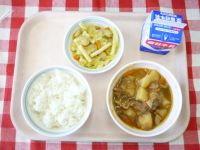 ごはん・牛乳・にくじゃが・やさいのカレーいため