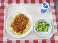 スパゲティミートソース・ジョア・ブロッコリーソテー