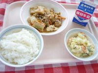 ご飯　牛乳　厚揚げの生姜焼き　ポテトサラダ