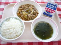 ご飯　牛乳　ホイコーロー　わかめスープ