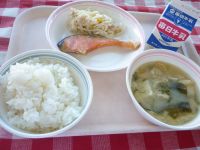 ご飯　牛乳　鮭の塩焼き　大根サラダ　みそ汁