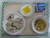 きんぴらずし、すまし汁、オレンジ寒天