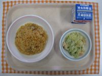 チキンライス、ブロッコリーサラダ